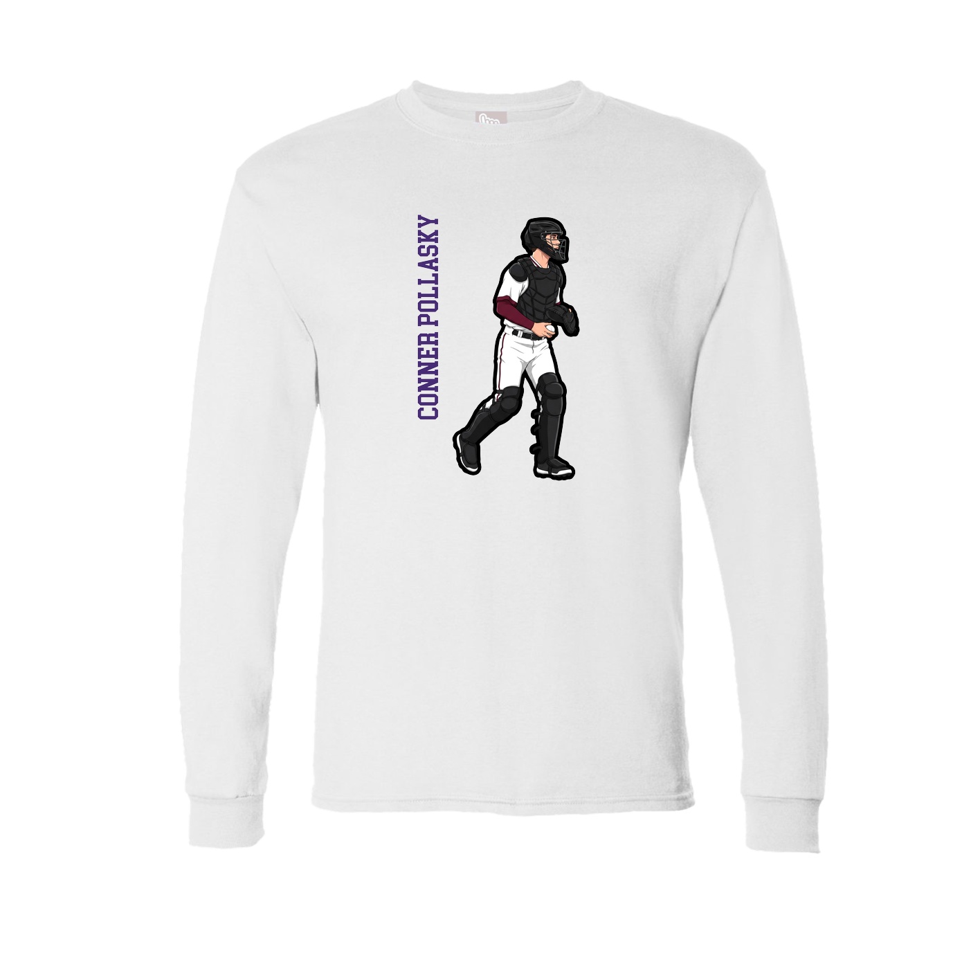 Long Sleeve Tee — Name Vertical in White