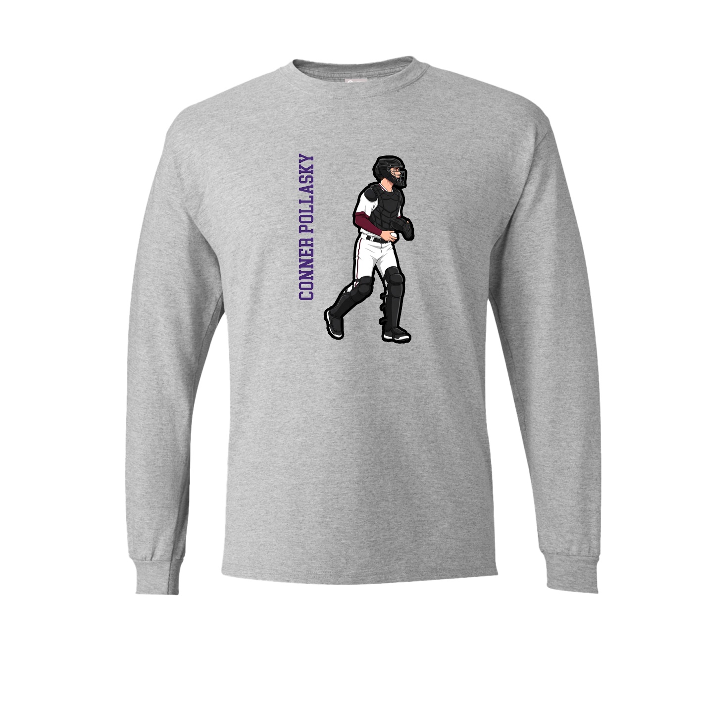 Long Sleeve Tee — Name Vertical in Grey