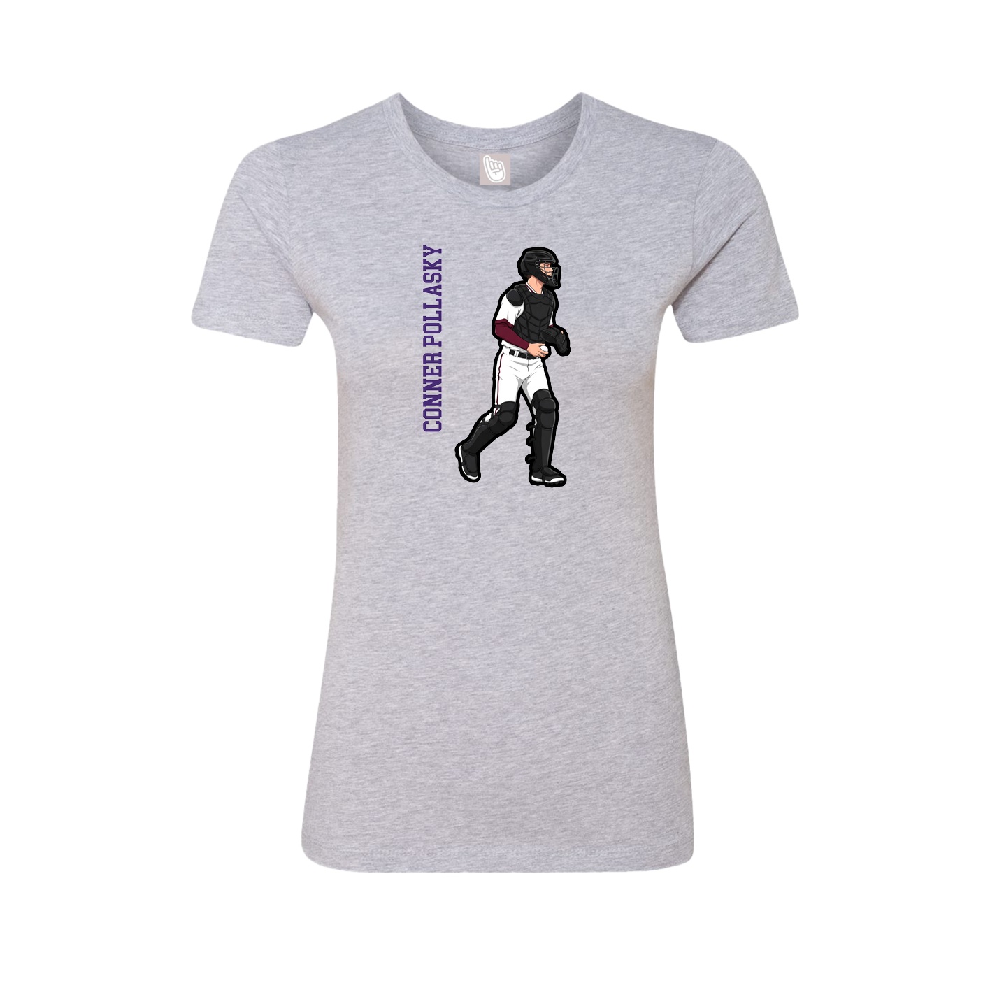 Womens Tee — Name Vertical in Grey