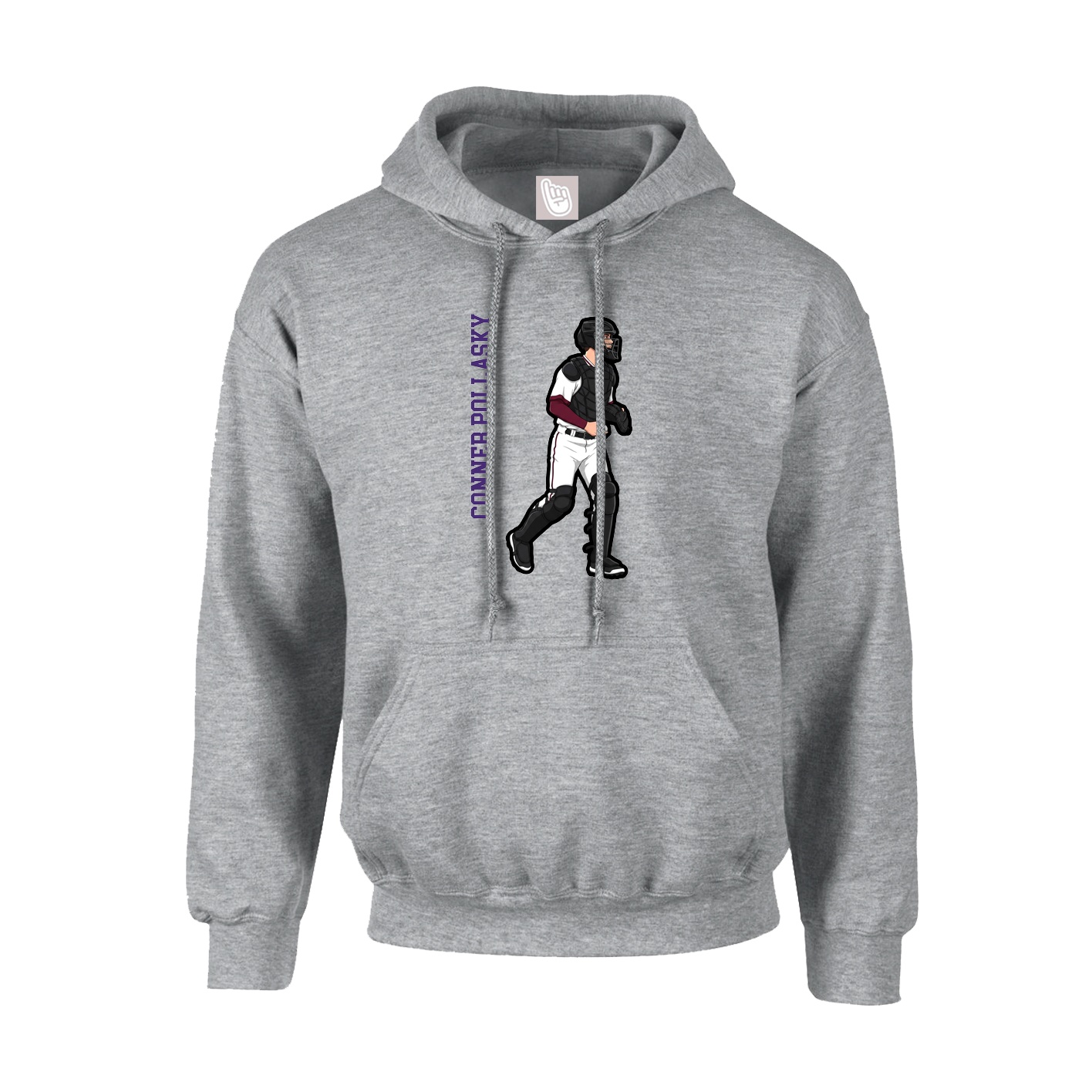 Youth Hoodie — Name Vertical in Grey