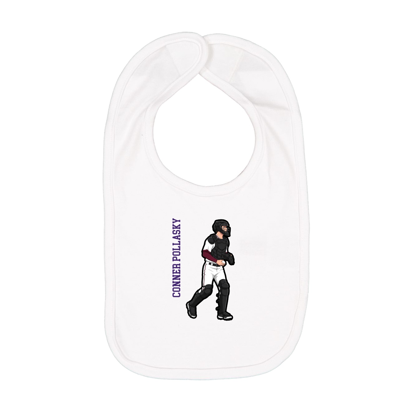 Infant Bib — Name Vertical in White
