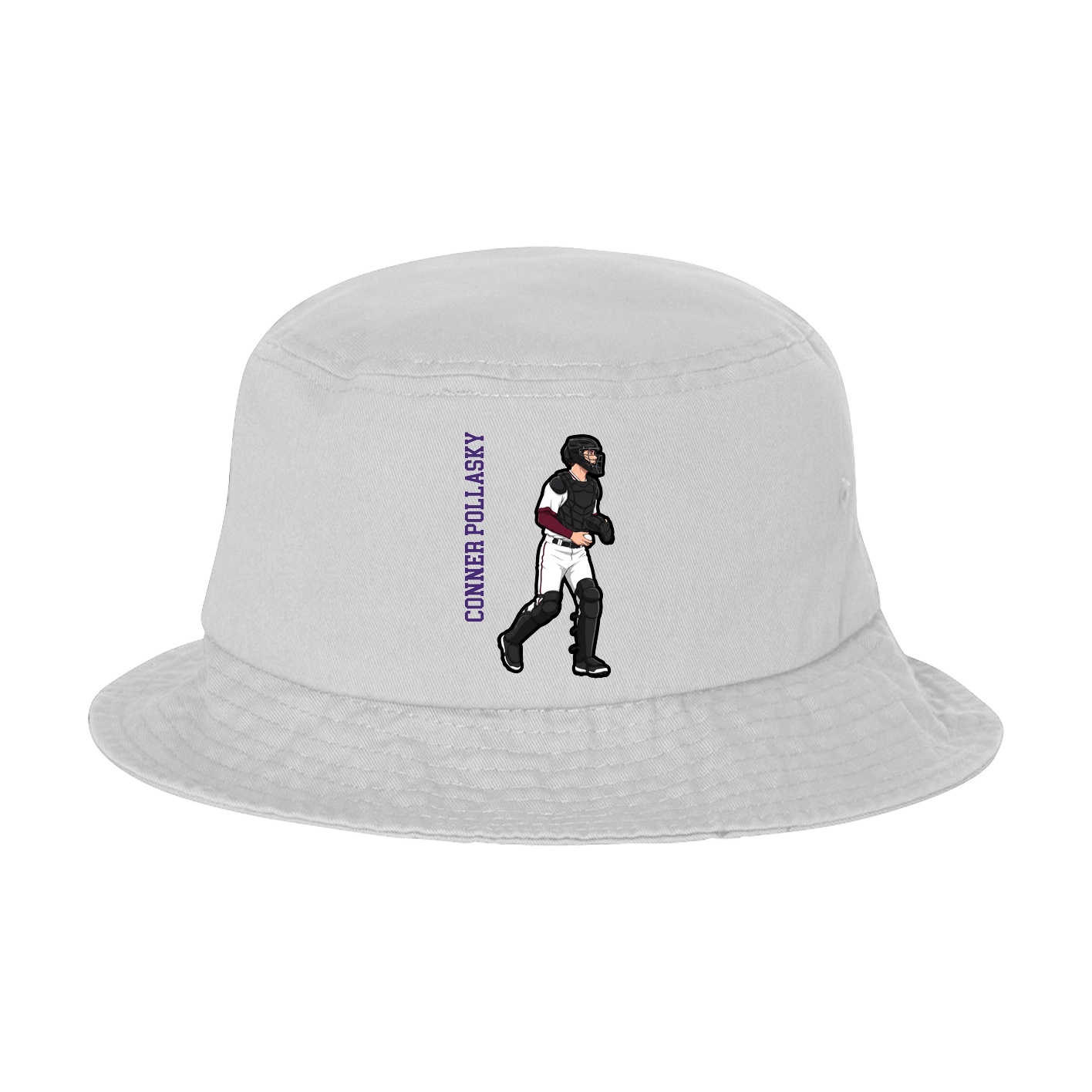 Bucket Cap — Name Vertical in White