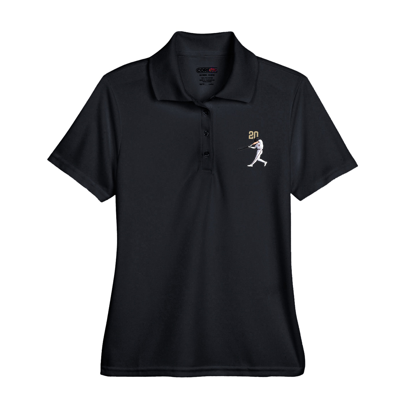 Womens Performance Polo — Number Top in Black