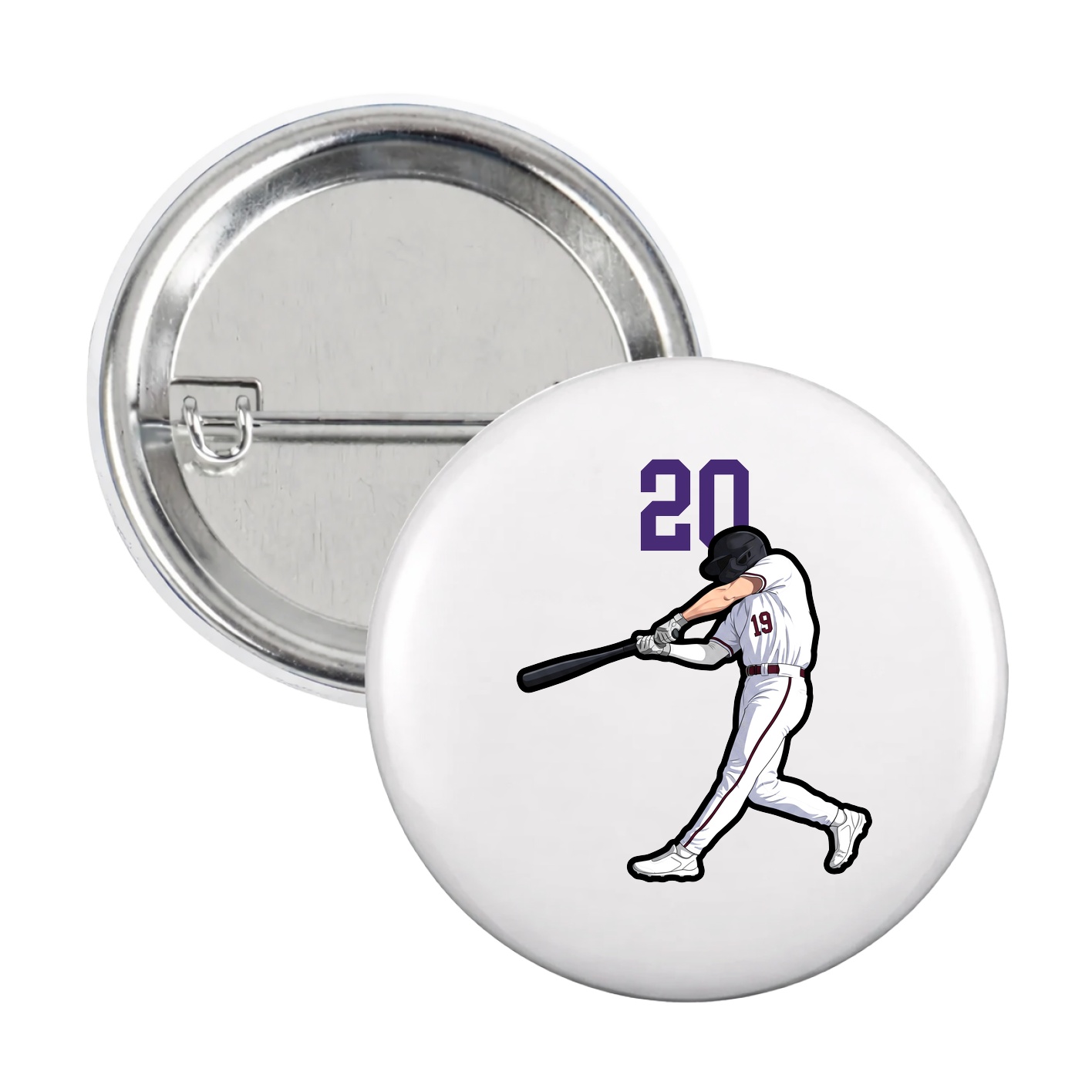 Game Day Button — Number Top in White