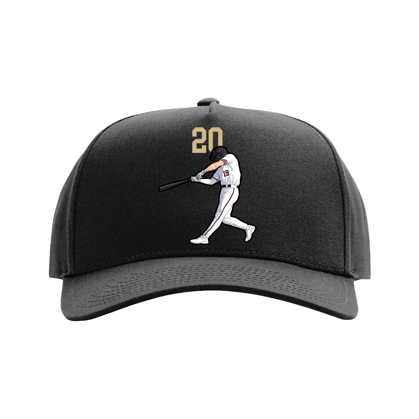 Full Fabric Five-Panel Champ Cap — Number Top in Black