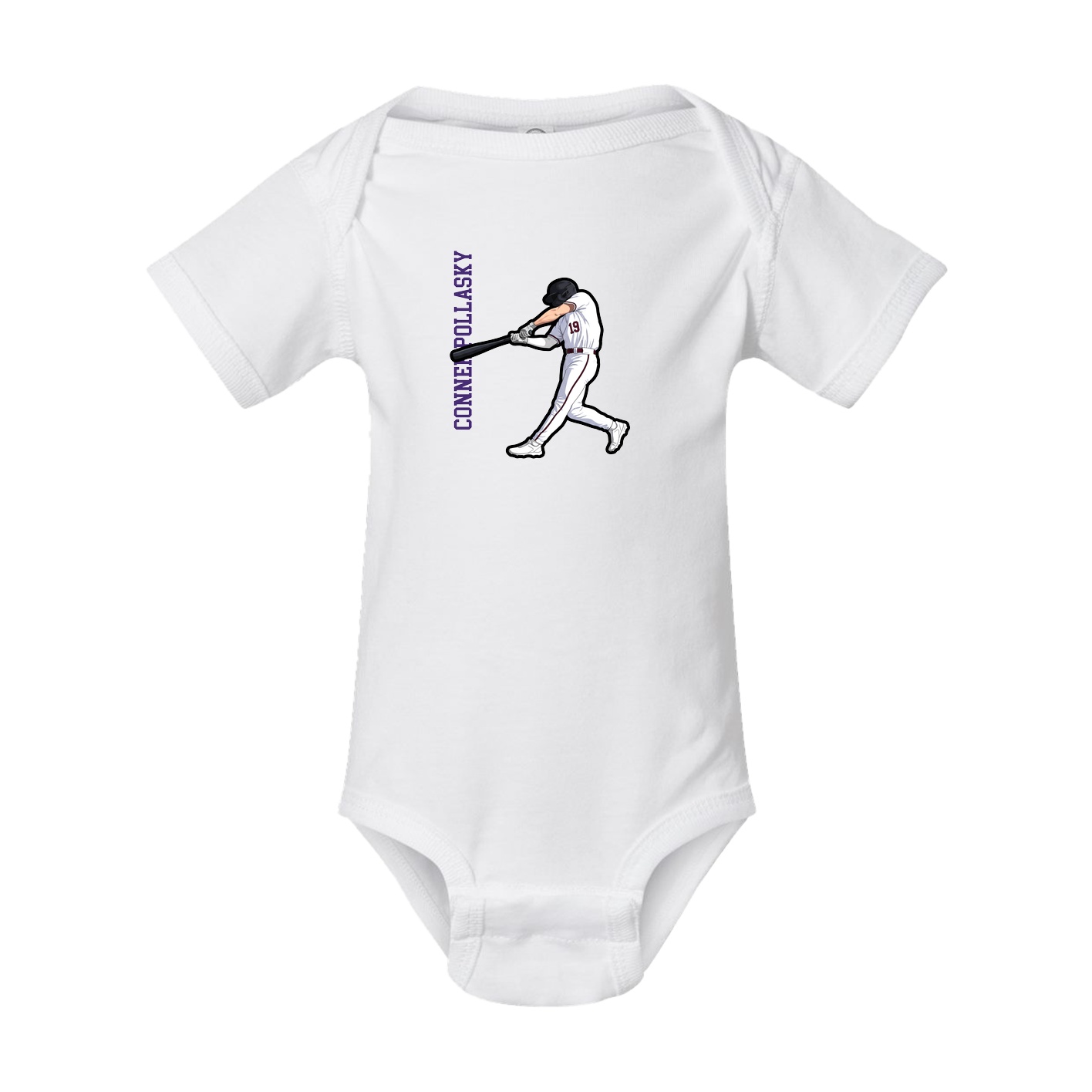 Baby Onesie — Name Vertical in White