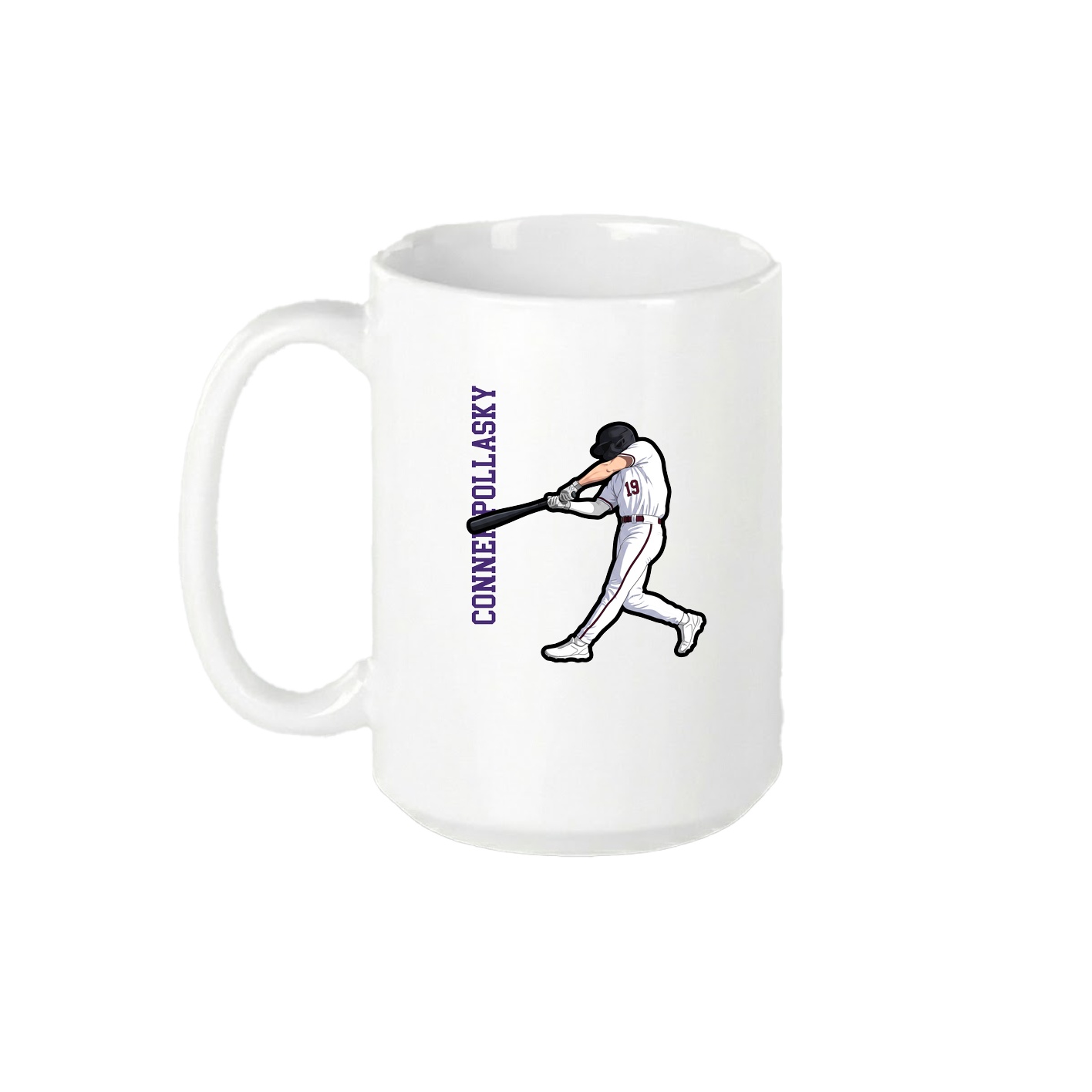 15oz Coffee Mug — Name Vertical in White