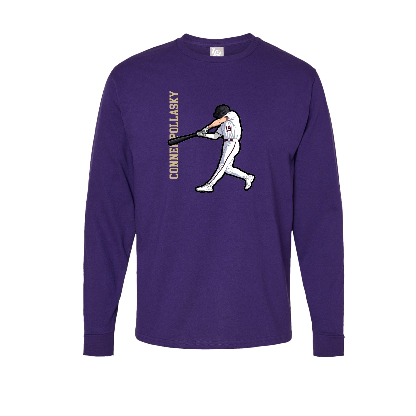 Long Sleeve Tee — Name Vertical in Purple