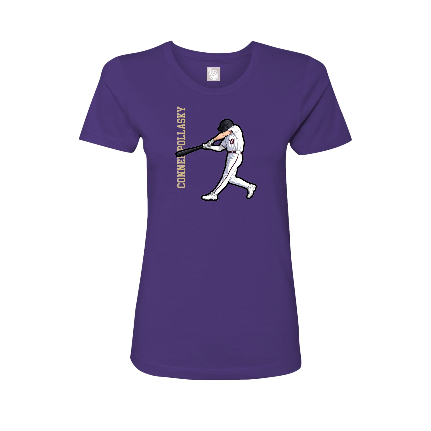Fitted Women's Tee — Name Vertical in Purple