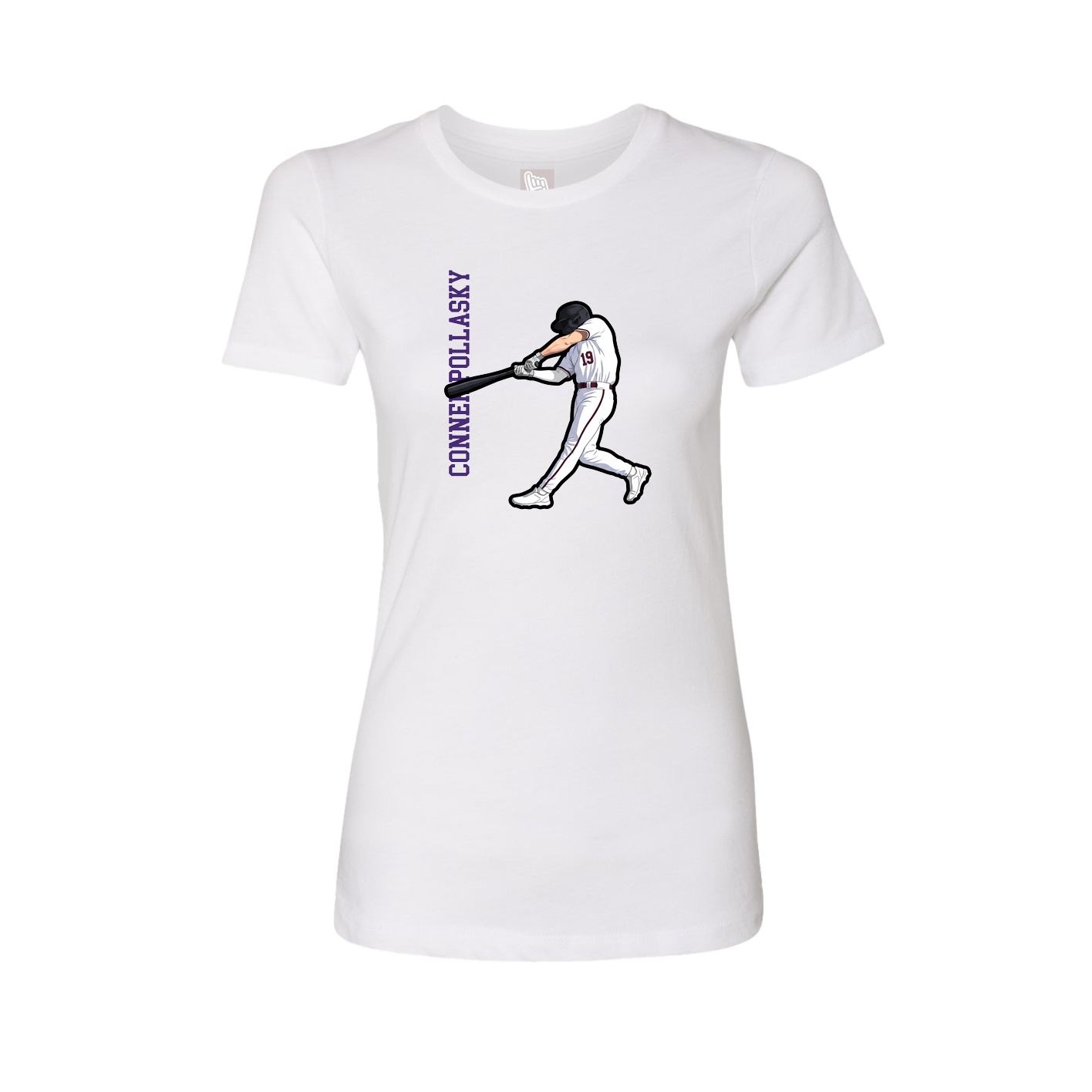 Womens Tee — Name Vertical in White