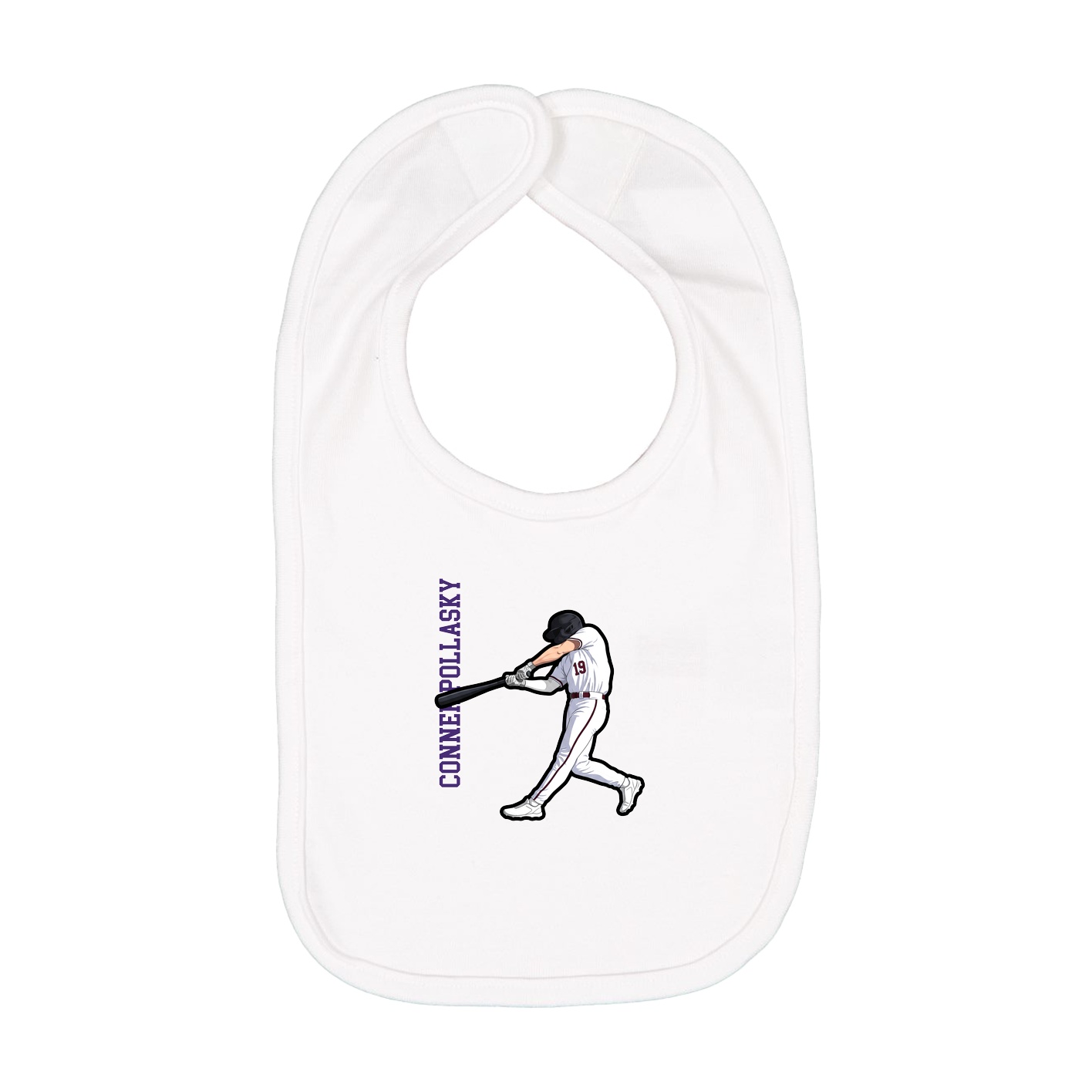 Infant Bib — Name Vertical in White