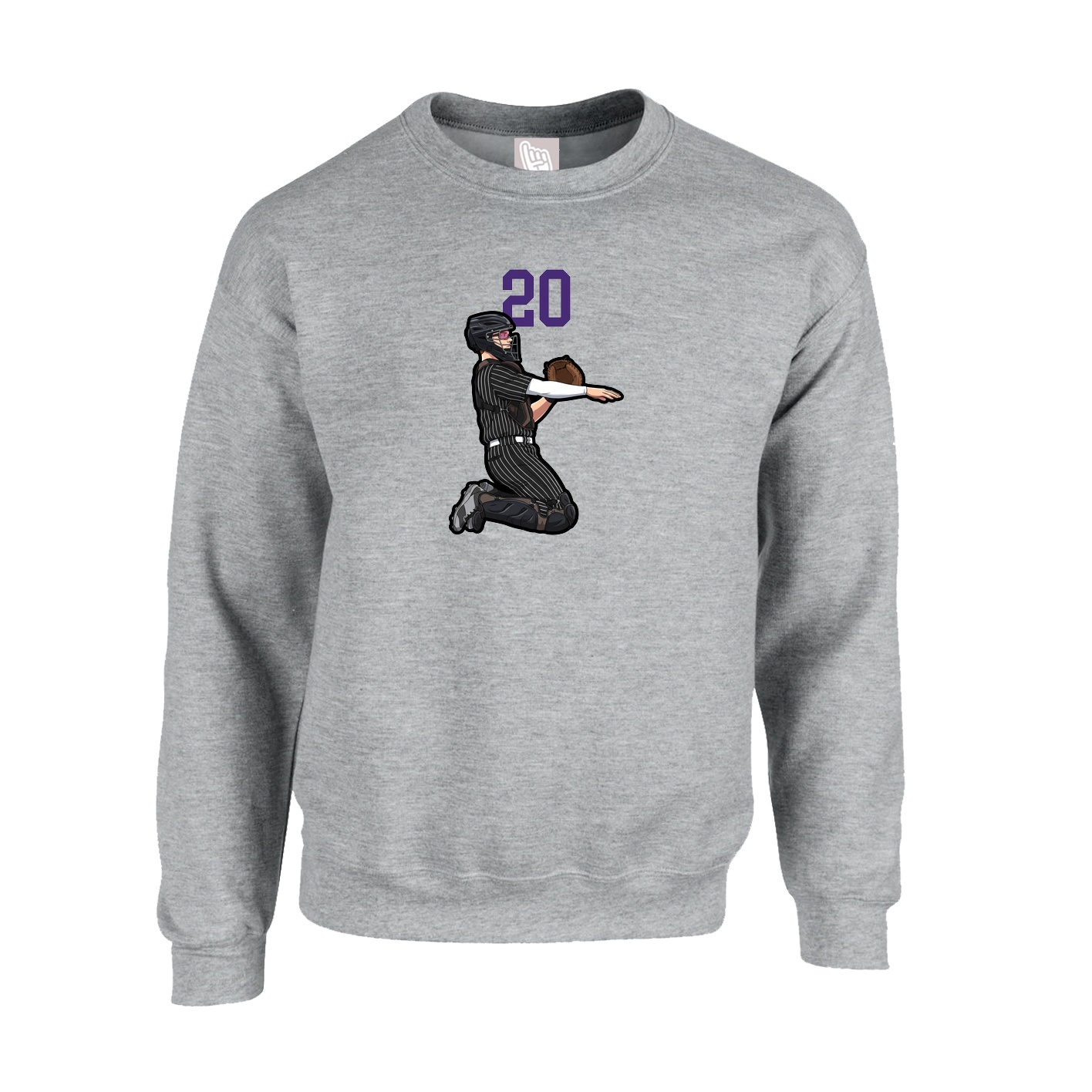 Fleece Crew — Number Top in Grey