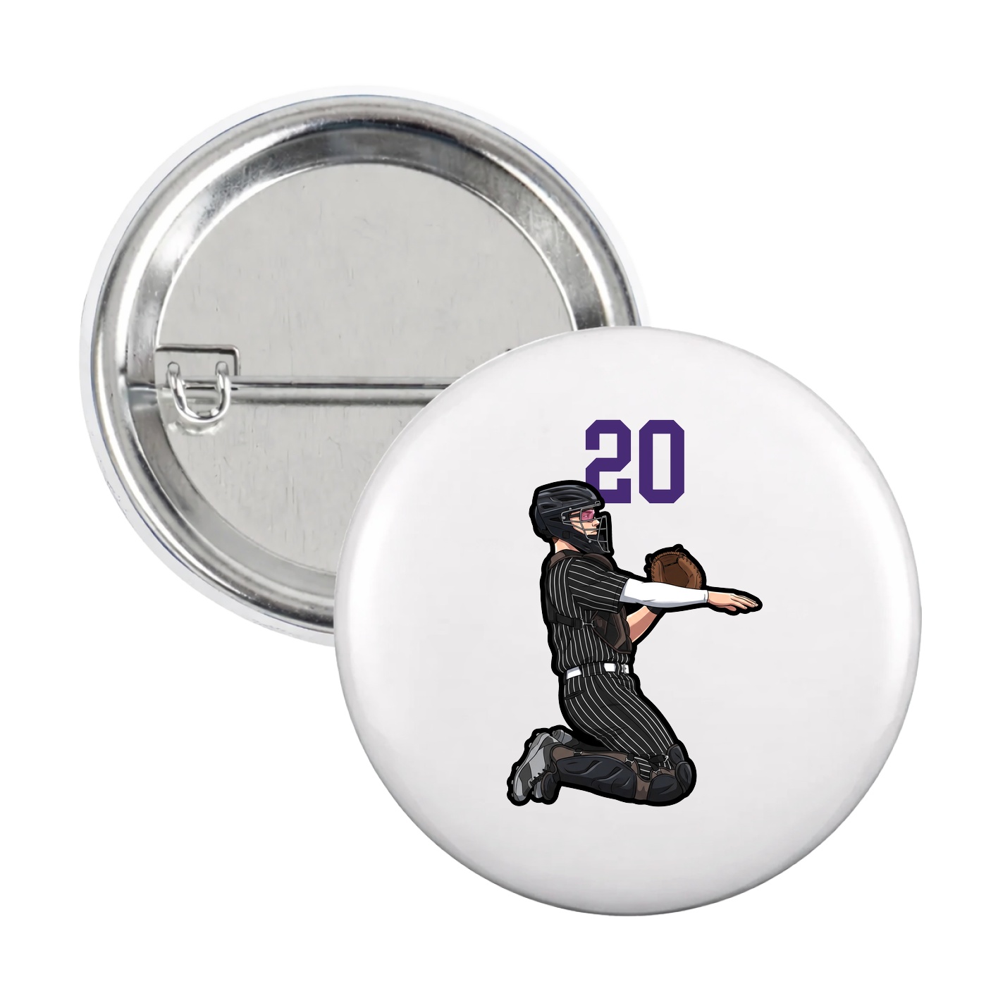 Game Day Button — Number Top in White