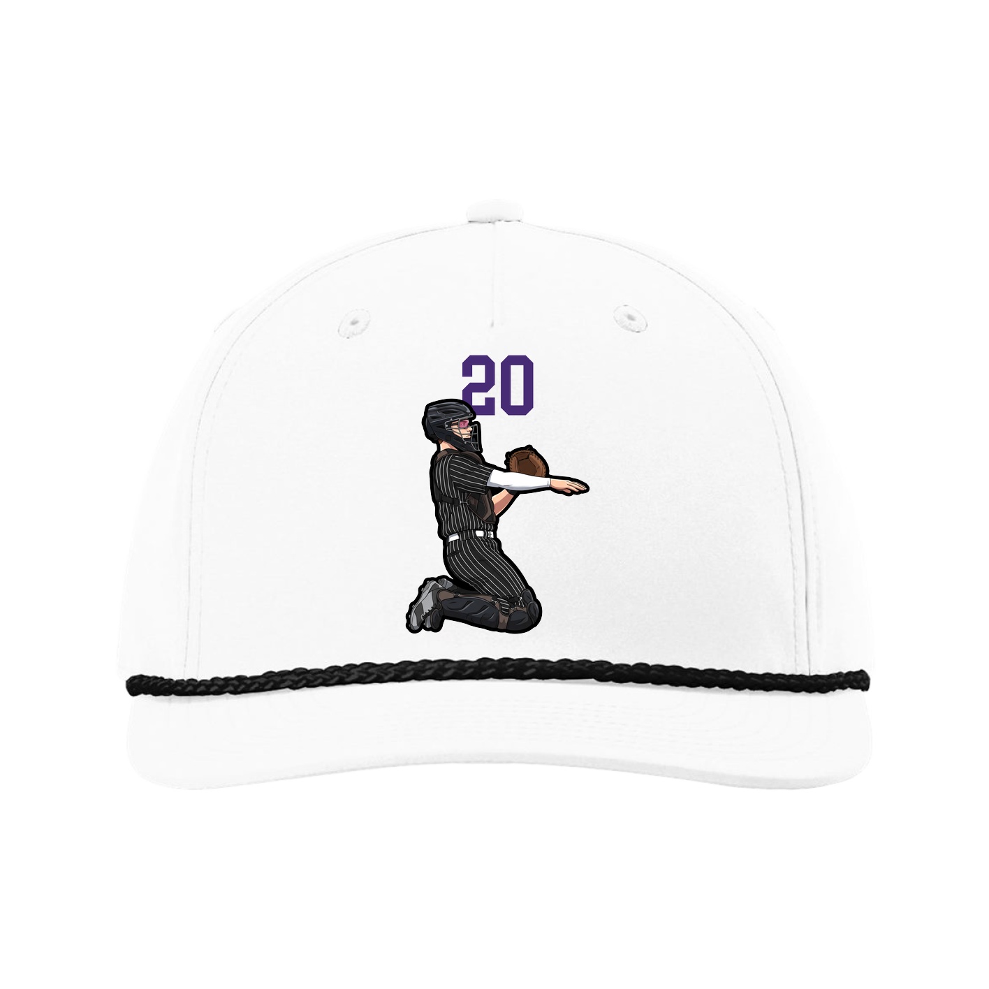 Five-Panel Classic Rope Cap — Number Top in White