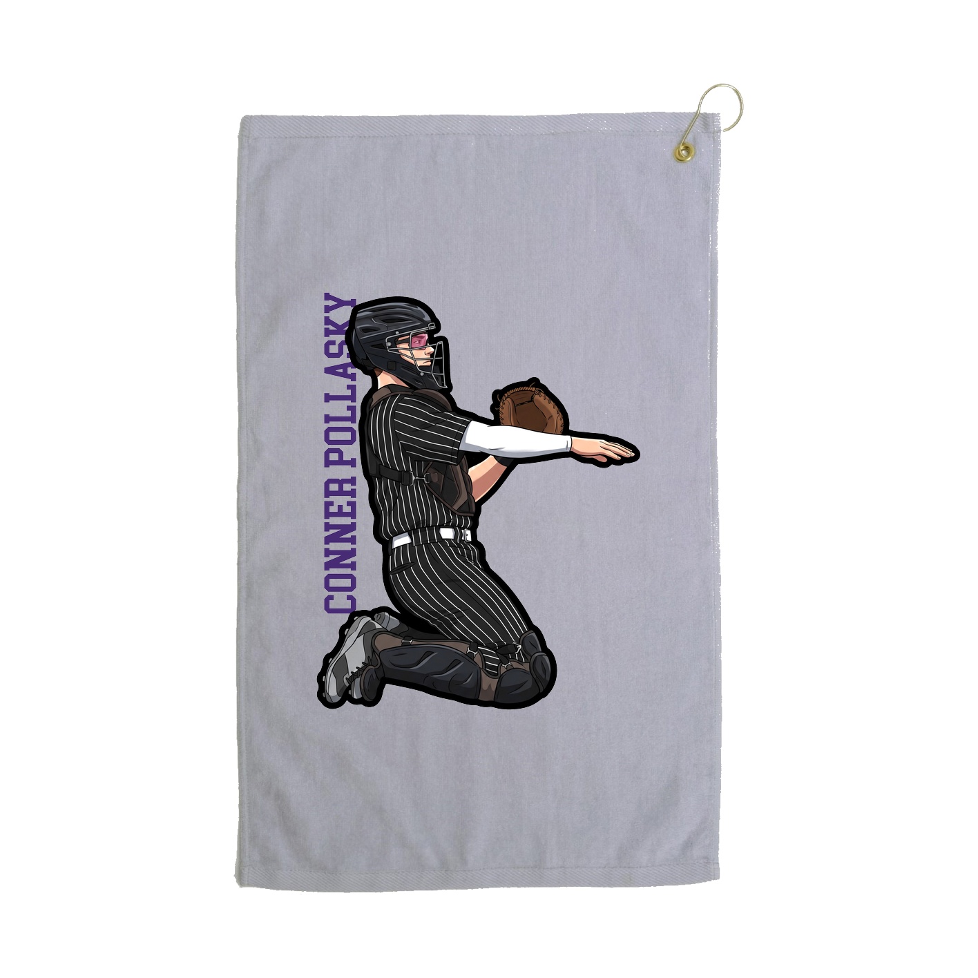 Golf Towel — Name Vertical in Grey