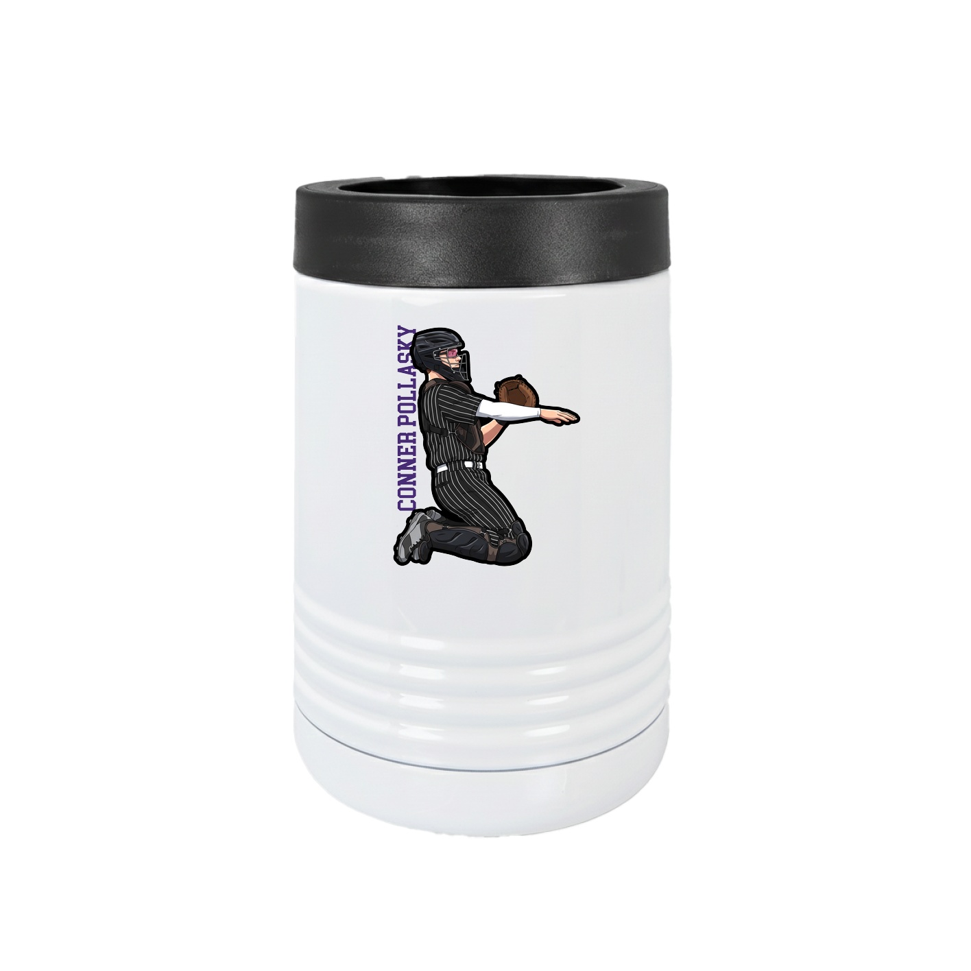 Beverage Holder — Name Vertical in White