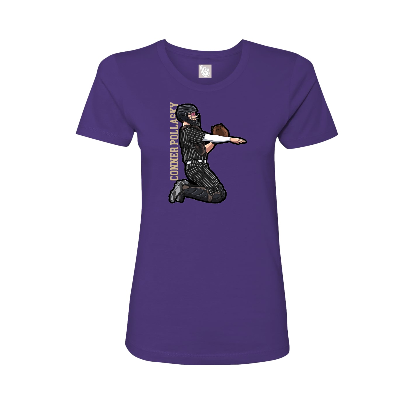 Womens Tee — Name Vertical in Purple