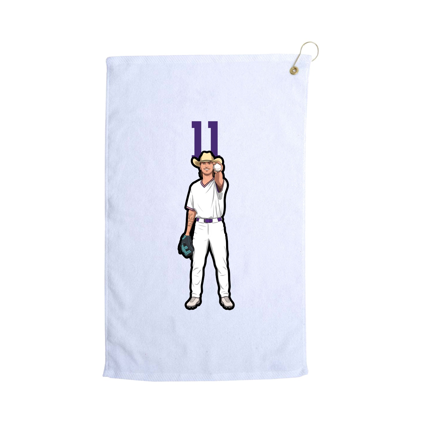 Golf Towel — Number Top in White