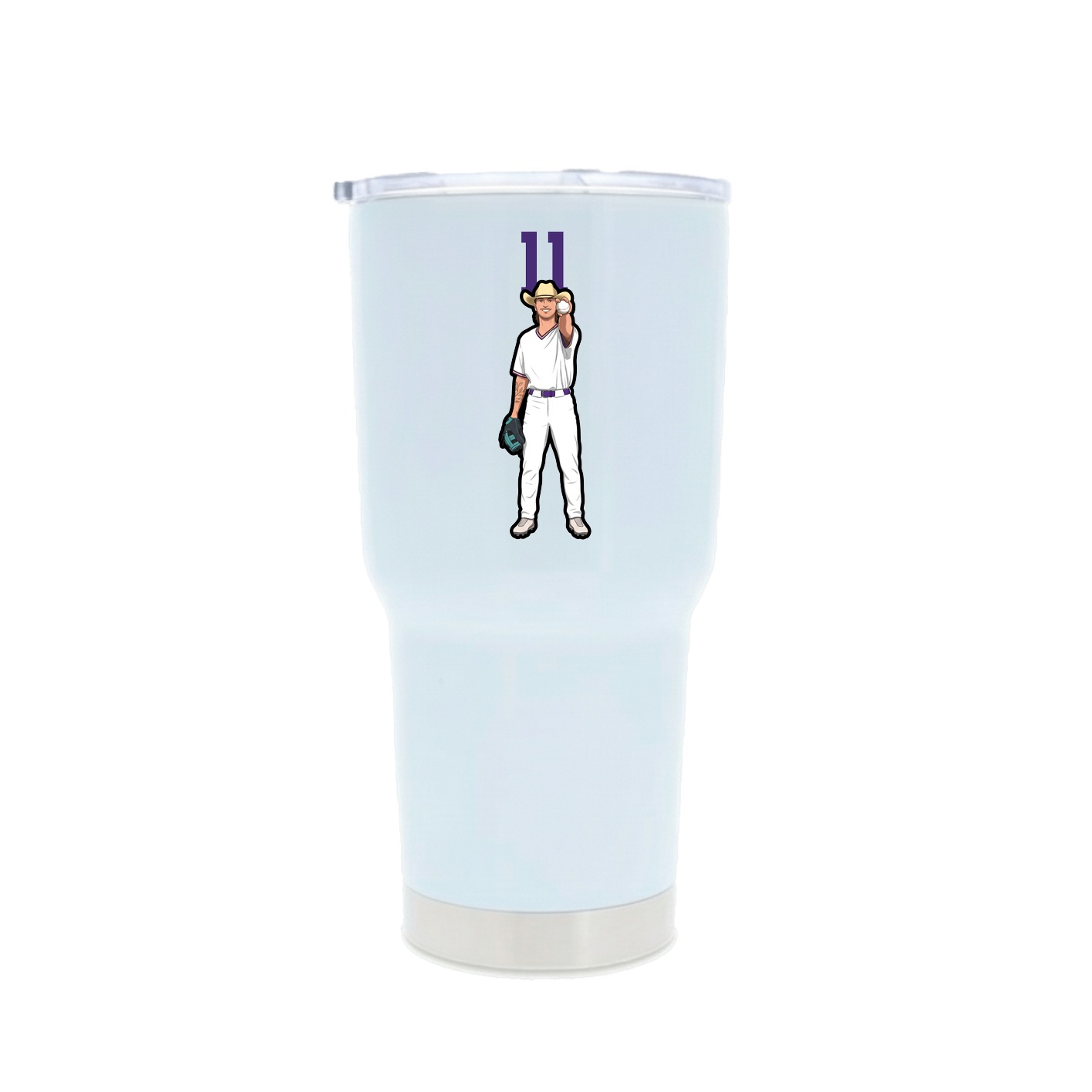 30oz Stainless Steel Tumbler — Number Top in White