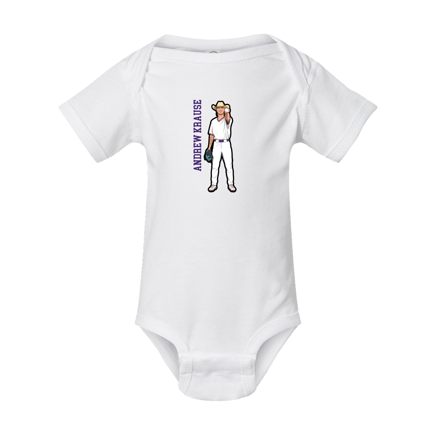 Baby Onesie — Name Vertical in White
