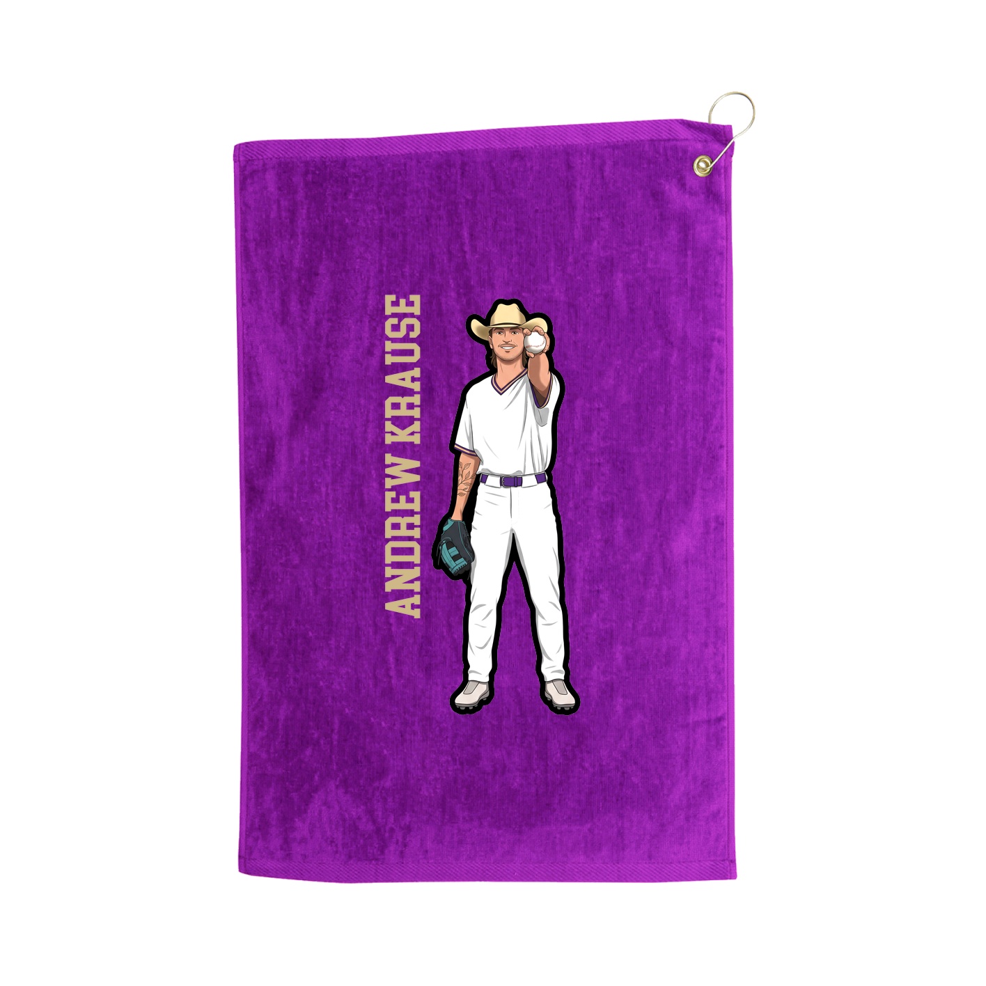 Golf Towel — Name Vertical in Purple