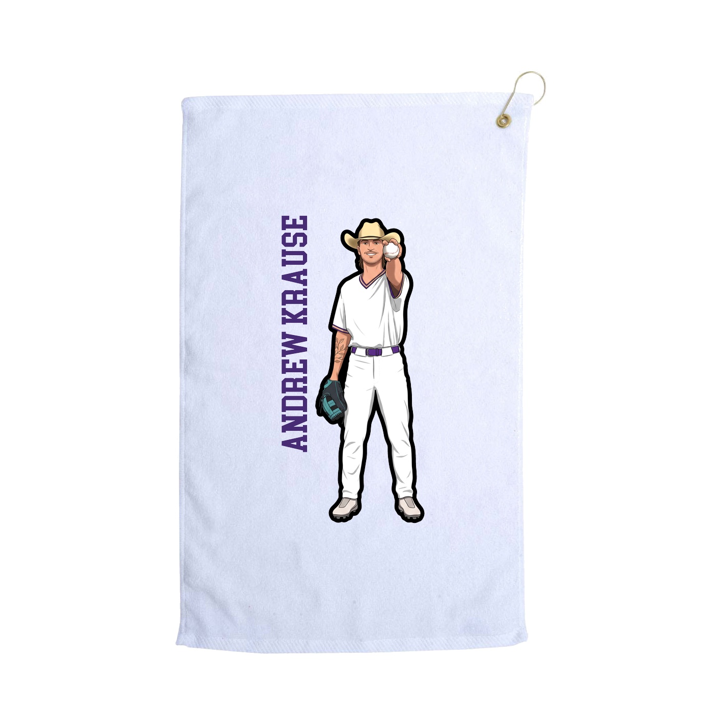 Golf Towel — Name Vertical in White