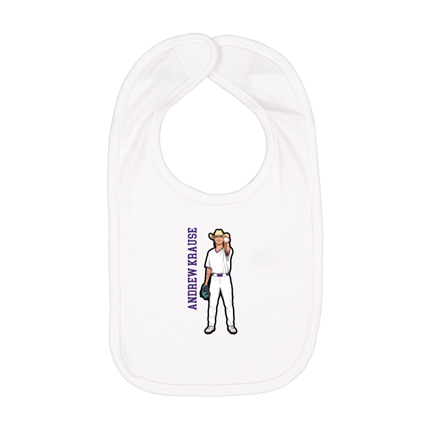 Infant Bib — Name Vertical in White