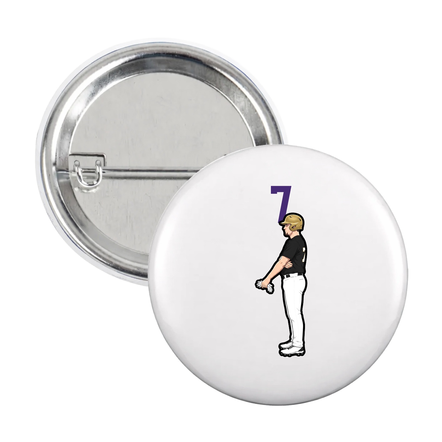 Game Day Button — Number Top in White