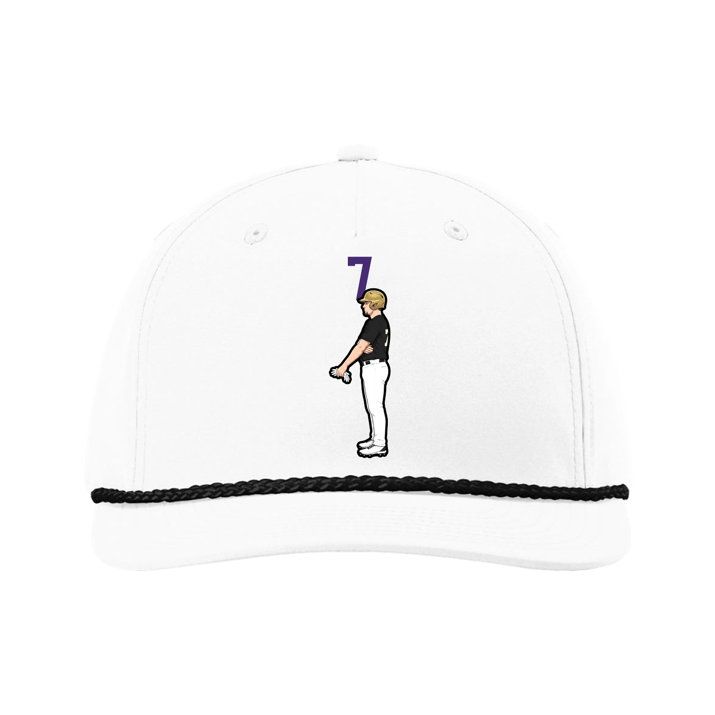 Five-Panel Classic Rope Cap — Number Top in White