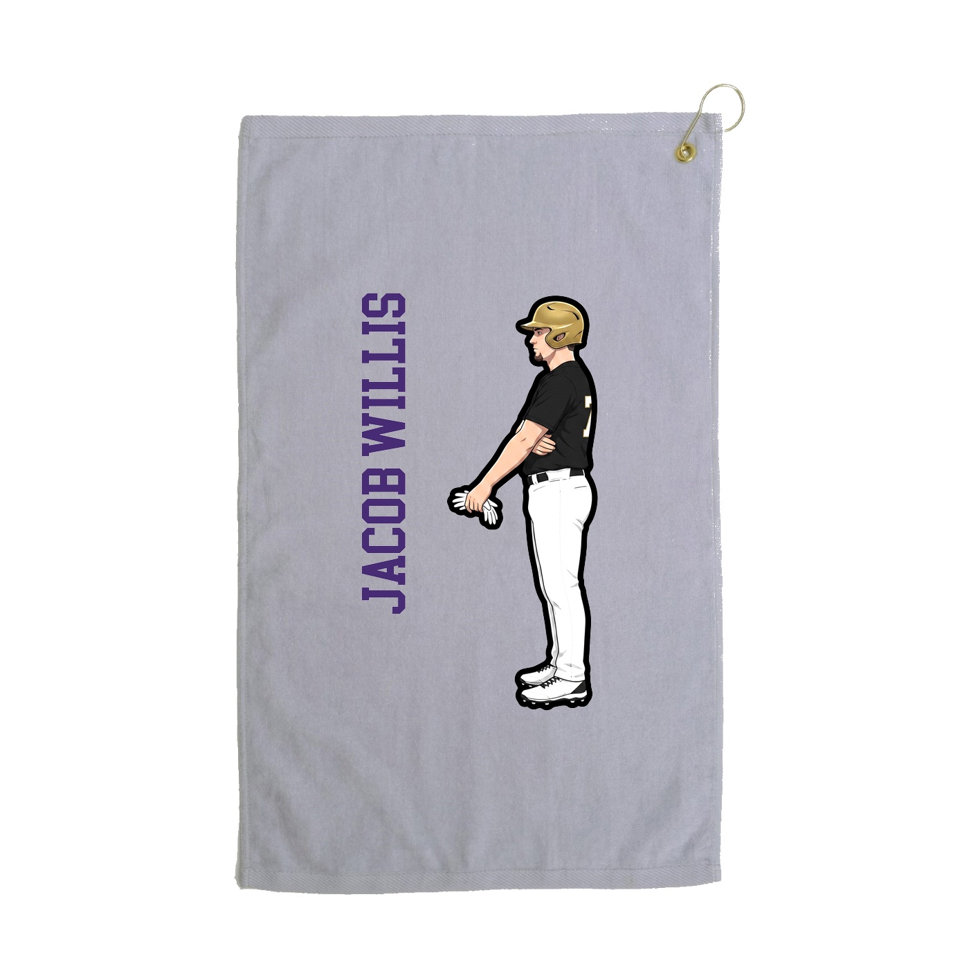 Golf Towel — Name Vertical in Grey
