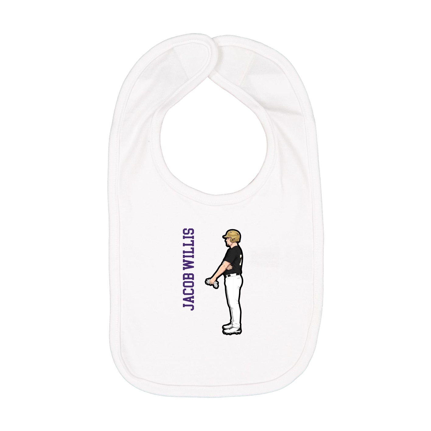 Infant Bib — Name Vertical in White