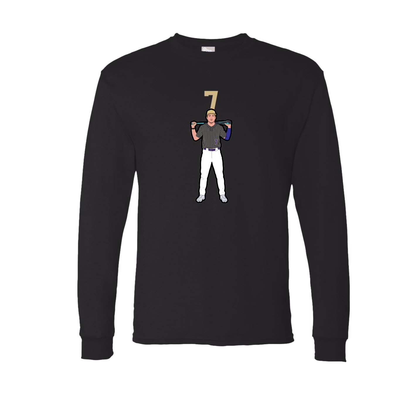 Long Sleeve Tee — Number Top in Black