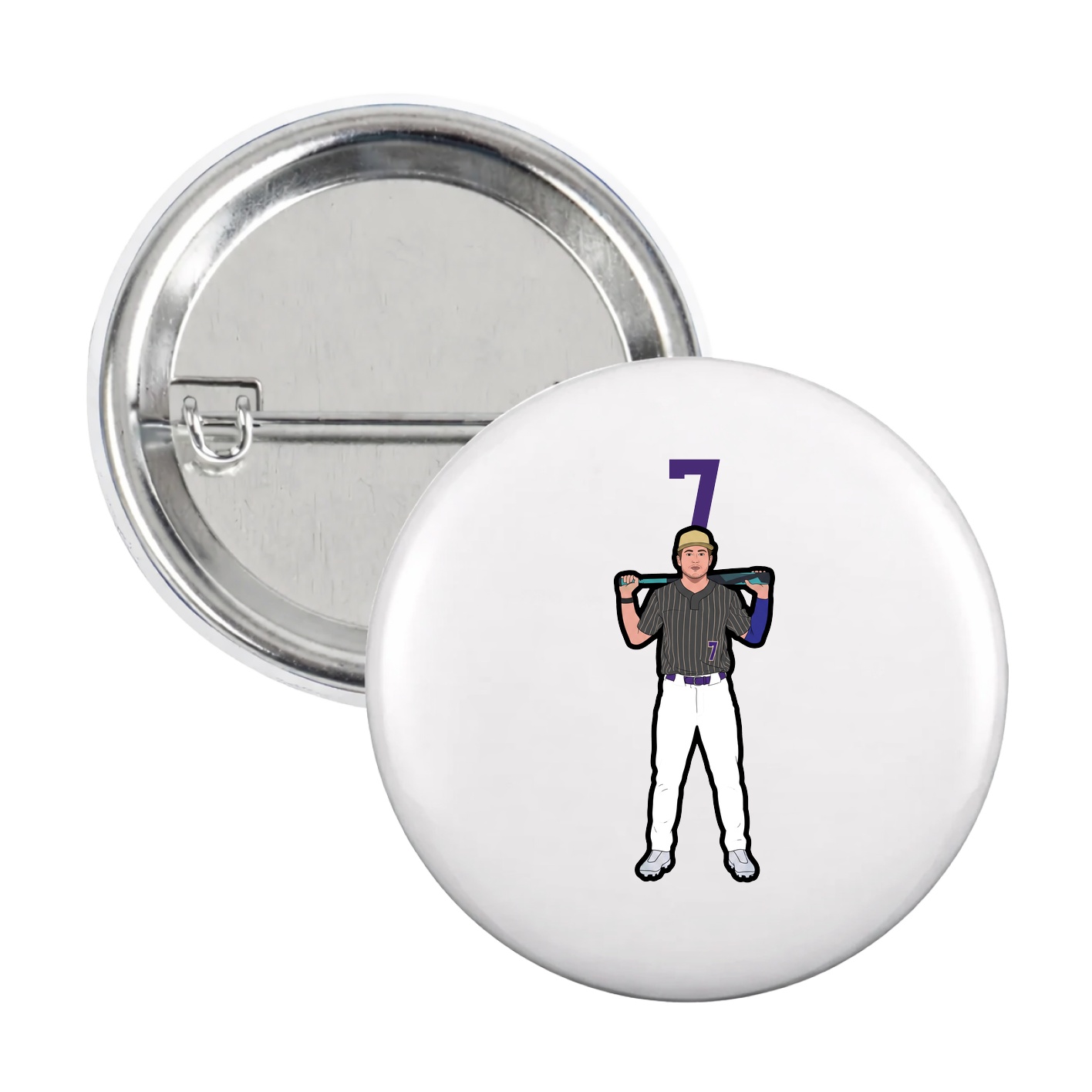 Game Day Button — Number Top in White