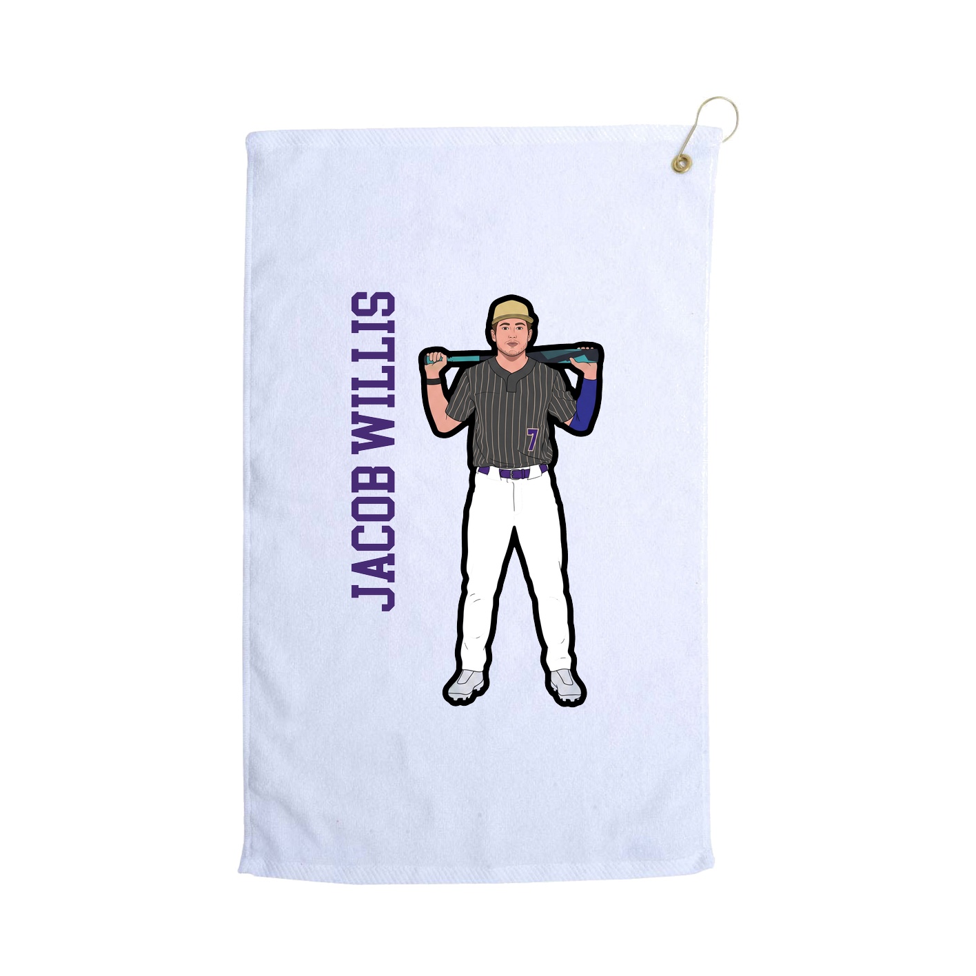 Golf Towel — Name Vertical in White
