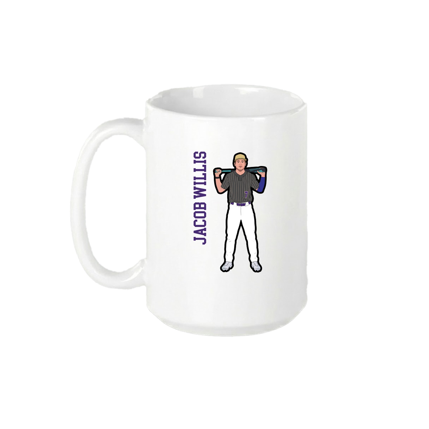 15oz Coffee Mug — Name Vertical in White