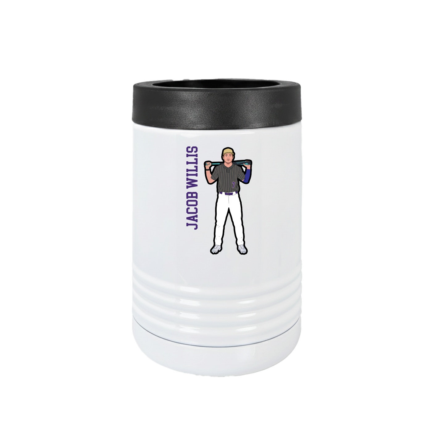 Beverage Holder — Name Vertical in White