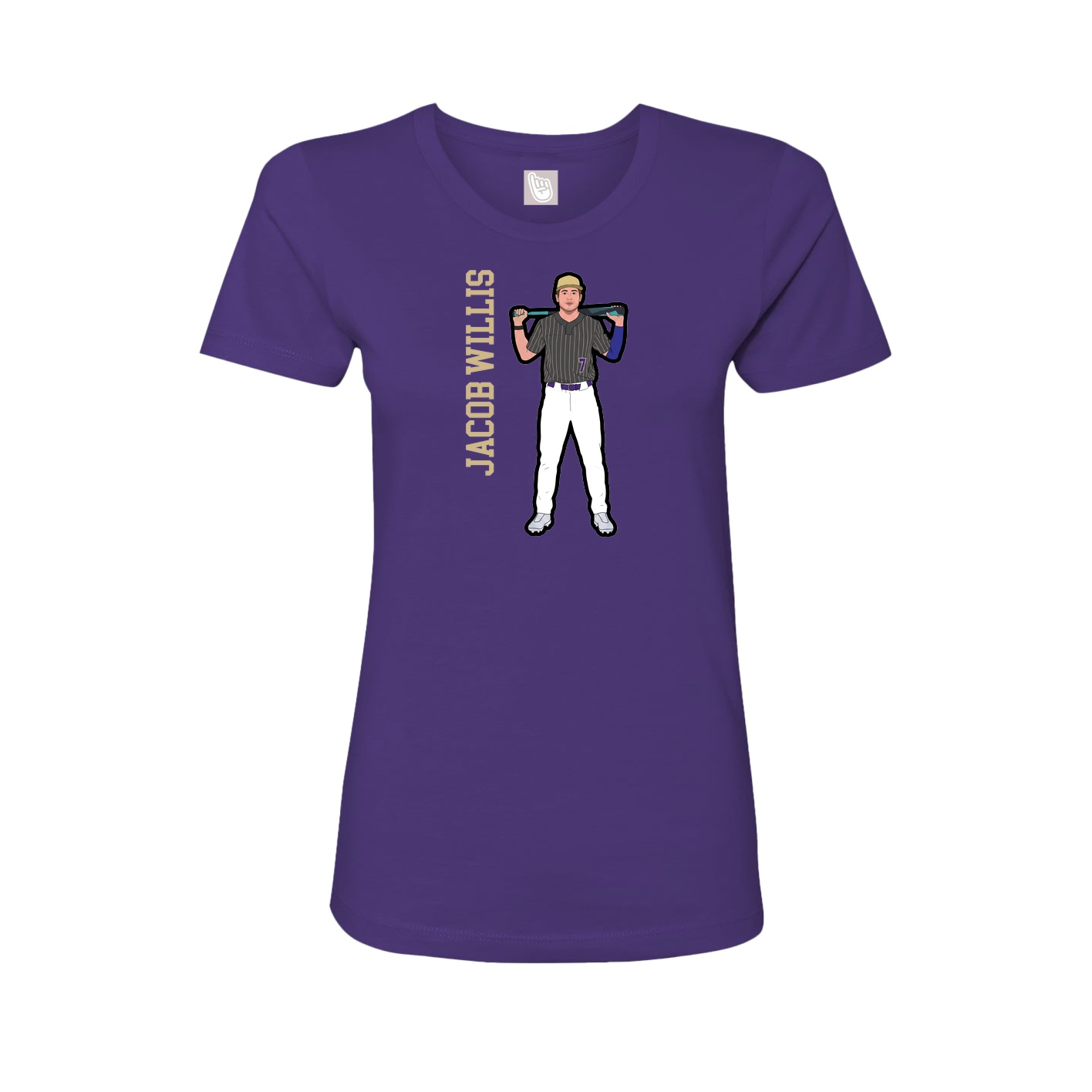 Womens Tee — Name Vertical in Purple