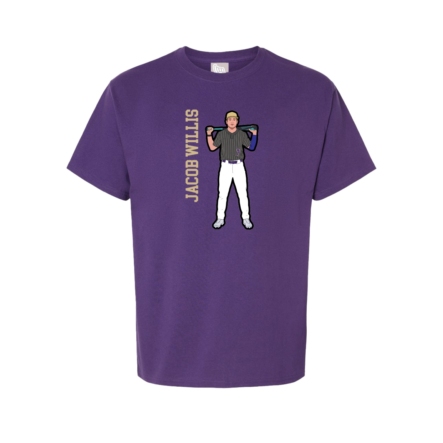 Youth Tee — Name Vertical in Purple