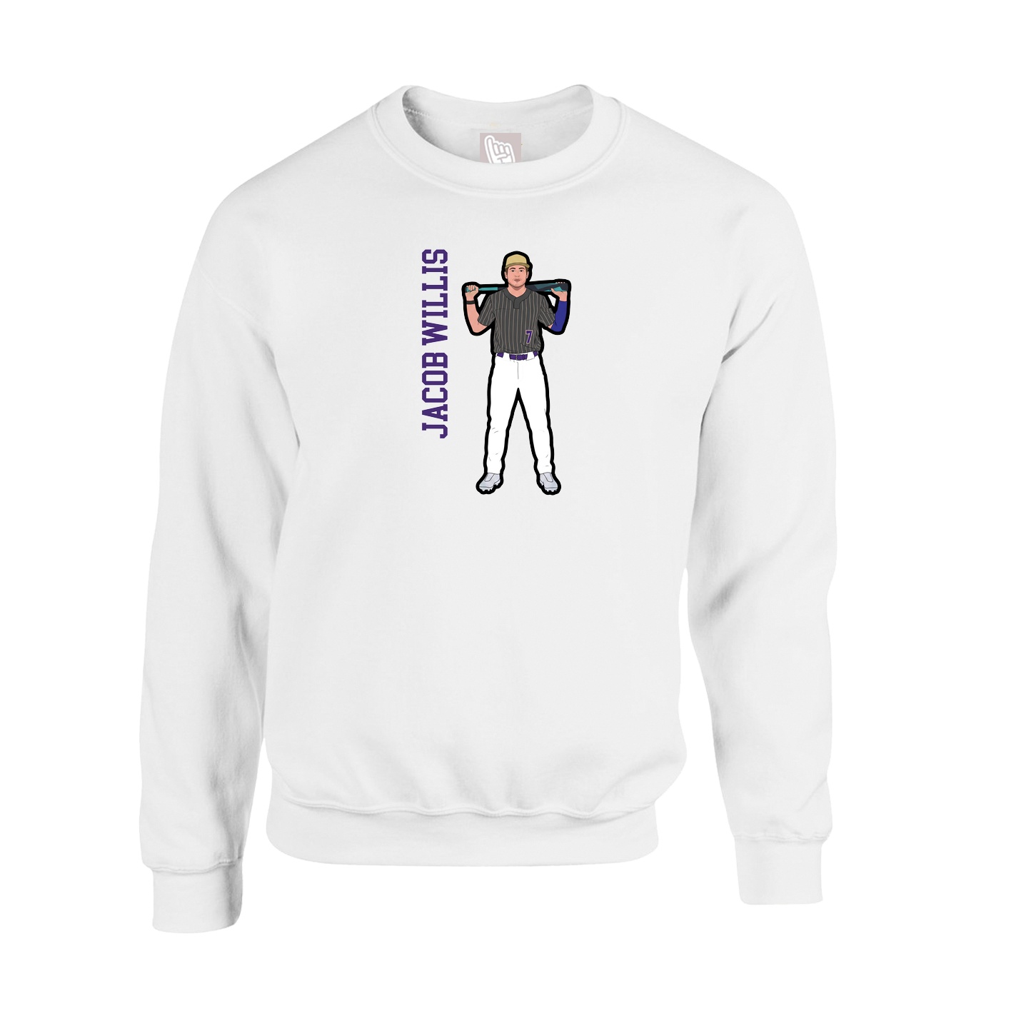 Fleece Crew — Name Vertical in White