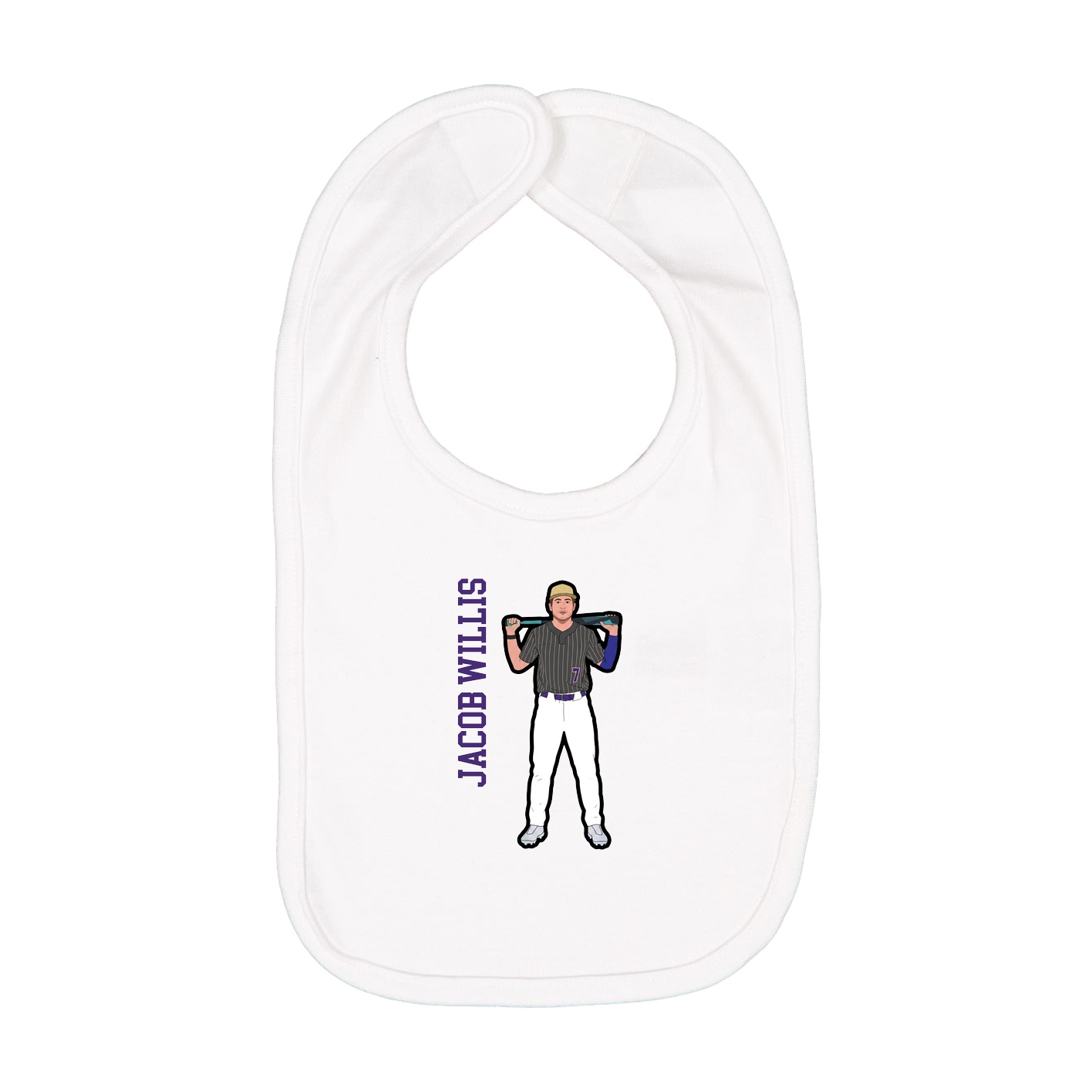 Infant Bib — Name Vertical in White