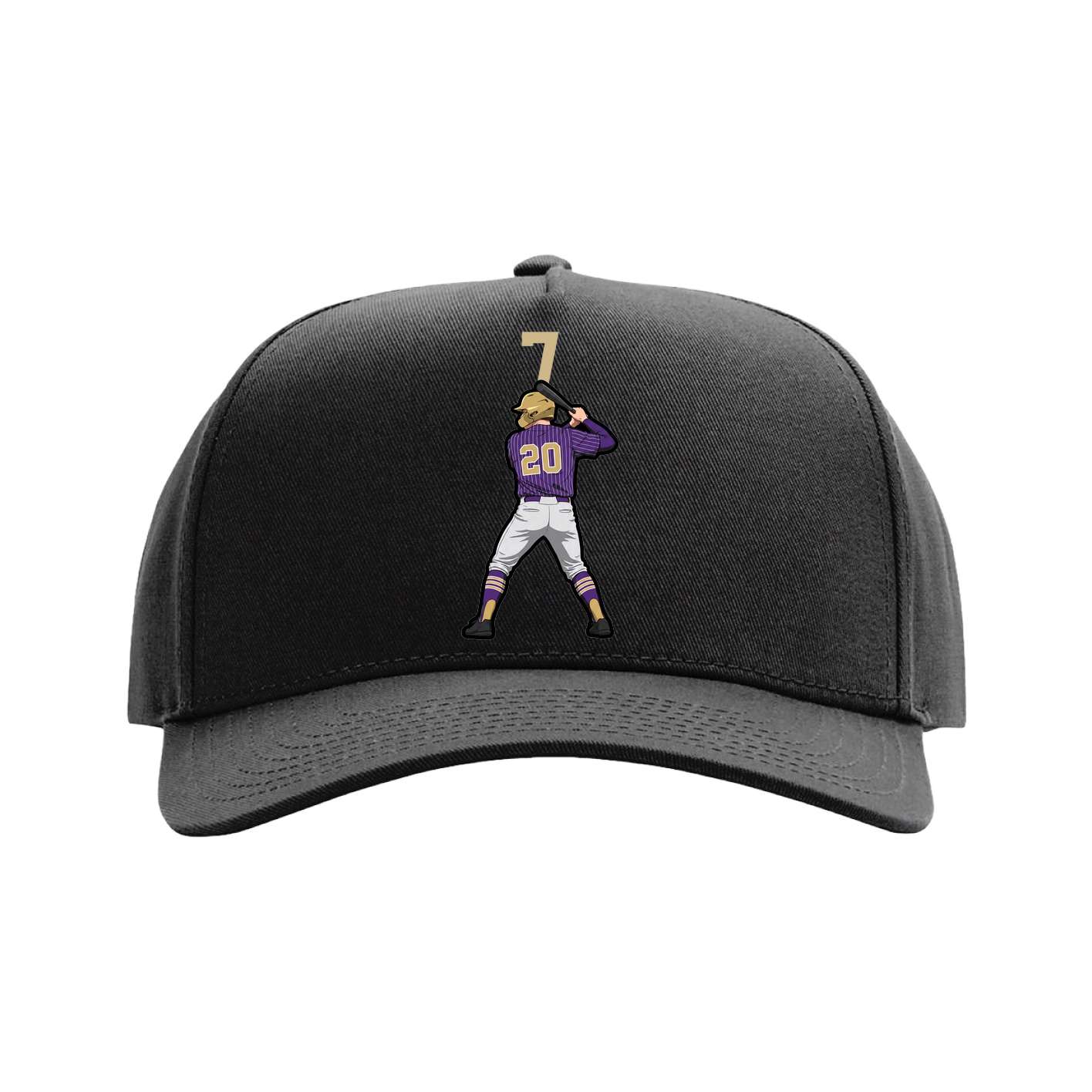 Full Fabric Five-Panel Champ Cap — Number Top in Black