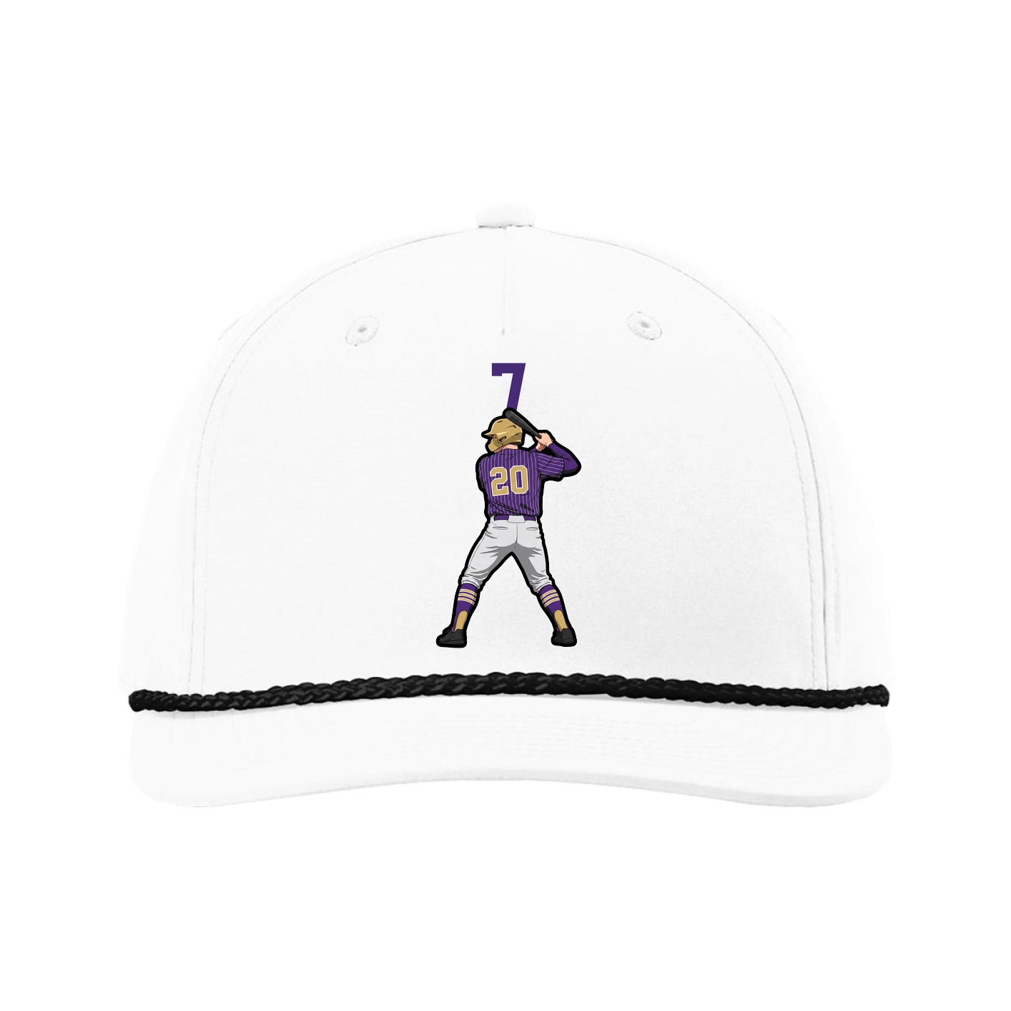 Five-Panel Classic Rope Cap — Number Top in White