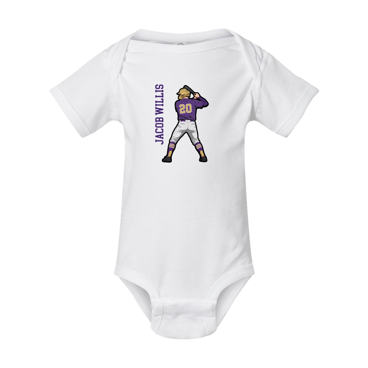 Baby Onesie — Name Vertical in White