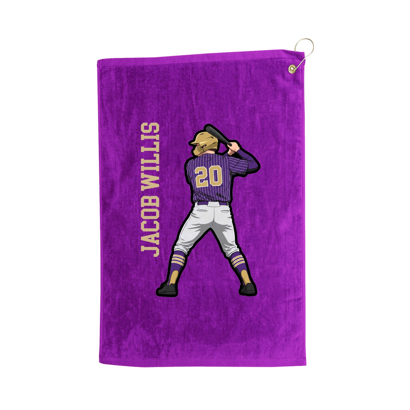 Golf Towel — Name Vertical in Purple