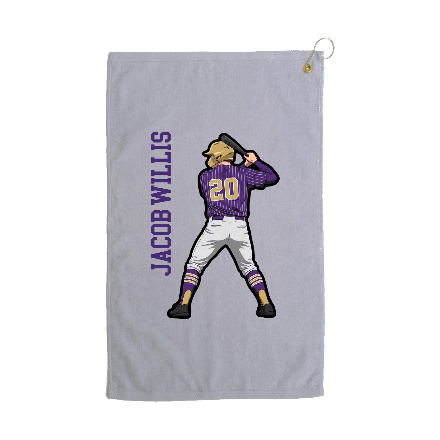 Golf Towel — Name Vertical in Grey