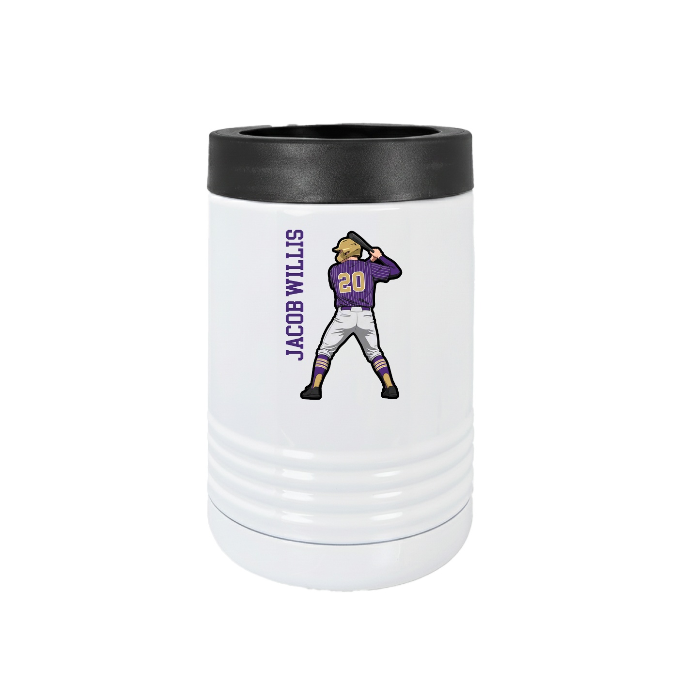 Beverage Holder — Name Vertical in White
