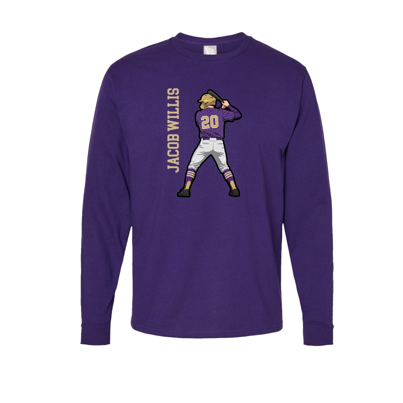 Long Sleeve Tee — Name Vertical in Purple