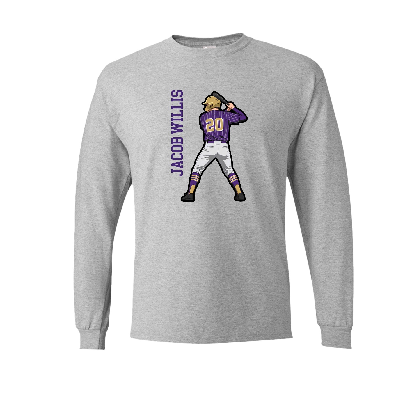 Long Sleeve Tee — Name Vertical in Grey