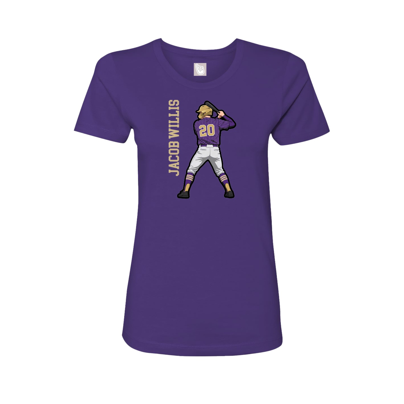 Womens Tee — Name Vertical in Purple