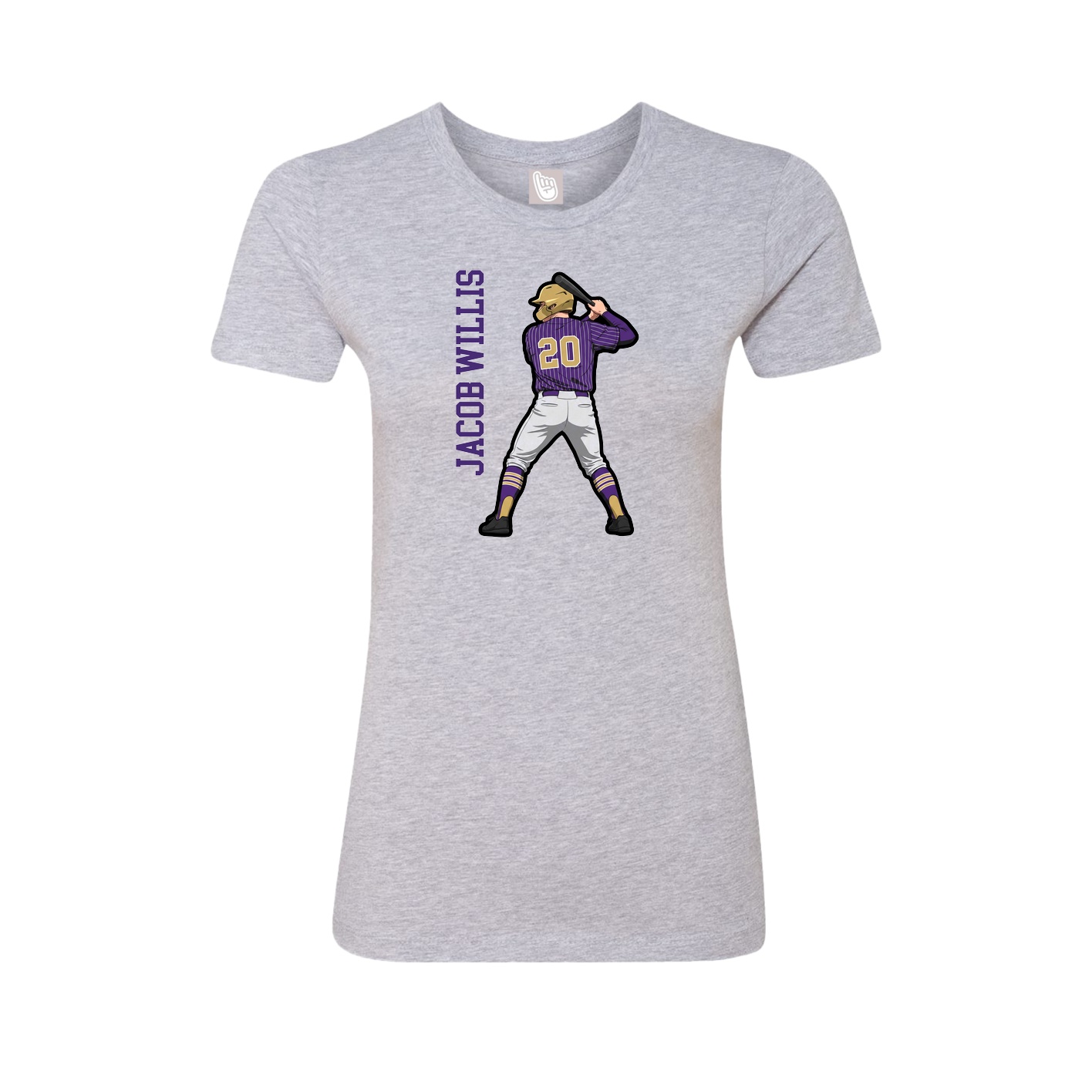 Fitted Women's Tee — Name Vertical in Grey